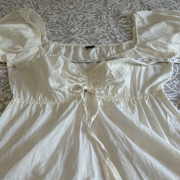 Kashi Top Women XL Ivory Cotton Lace Sweetheart Peasant Boho Pirate Regency - Picture 6 of 11